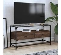 Meuble TV avec dessus en verre chêne marron bois d ingénierie Marron G