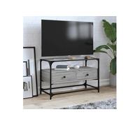 vidaXL Meuble TV avec dessus en verre sonoma gris bois d'ingénierie