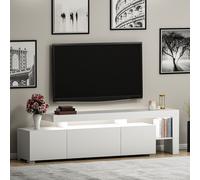 Meuble TV avec éclairage LED - BELIZ - Blanc - 192 x 53 x 37 cm