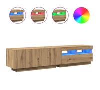 Meuble TV avec éclairage LED - vidaXL - meuble TV lumineux - bois d'ingénierie - chêne artisanal - 180 x 35 x 40 cm{hlv47m}