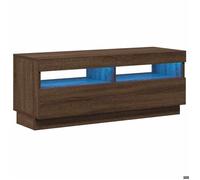Meuble TV avec éclairage LED - vidaXL - meuble TV lumineux - bois d'ingénierie - chêne marron - 100 x 35 x 40 cm{udt78f}