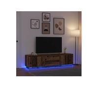 vidaXL Meuble TV avec éclairage LED vieux bois 193,5x41x50 cm