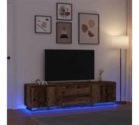 Meuble TV avec éclairage LED vieux bois 193,5x41x50 cm