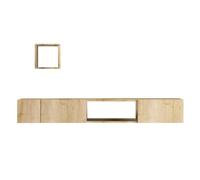 Meuble TV avec étagère murale en bois "Avior" - 180 x 32 x 25 cm - Beige