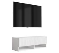 Meuble TV avec façade rainurée, blanc mat, 100 × 32 × 33,6 cm