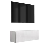 Meuble TV avec façade rainurée, blanc mat, 100 × 32 × 33,6 cm