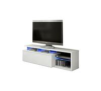 Meuble TV avec LED coloris Blanc brillant - 43 x 150 x 41 cm --