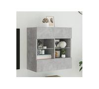 Meuble TV avec Lumières LED, Armoire de Télévision Murale avec Etagères, Meuble Télé Suspendu Salon, Moderne, Gris 837095