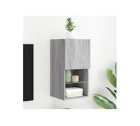 Meuble TV avec Lumières LED, Armoire de Télévision Murale avec Rangement, Meuble Télé Suspendu Salon, Moderne, Sonoma 836997