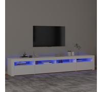 Meuble TV avec lumières LED Blanc 240x35x40 cm