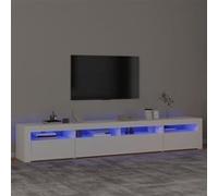 Meuble TV avec lumières LED Blanc 240x35x40 cm Blanc G