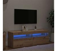 vidaXL Meuble TV chêne artisanal bois d'ingénierie avec lumières LED