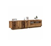 vidaXL Meuble TV avec lumières LED chêne Artisanal Bois d'ingénierie, Support TV, Buffet de télévision, Meuble multimédia, Banc TV, Meuble HiFi