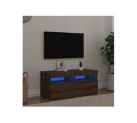vidaXL Meuble TV avec lumières LED chêne Artisanal Bois d'ingénierie, Support TV, Meuble multimédia, Console TV, Meuble HiFi, Centre de Divertissement