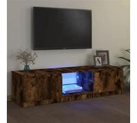 Meuble TV avec lumières LED Chêne fumé 140x40x35,5 cm Chêne fumé G