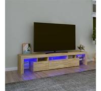 vidaXL Meuble TV Meuble média 200x36,5x40 cm Chêne Sonoma avec lumières LED