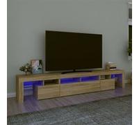 vidaXL Meuble TV Centre de divertissement avec lumières LED Rangement Chêne Sonoma