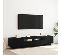 Meuble TV avec lumières LED en chêne noir 200x35x40 cm