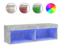 Meuble TV avec lumières LED gris béton 100x30x30 cm
