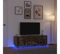 vidaXL Meuble TV avec lumières LED chêne fumé 160,5x41x50 cm