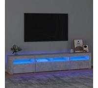 Meuble TV avec lumières LED Gris béton 210x35x40 cm Gris beton G