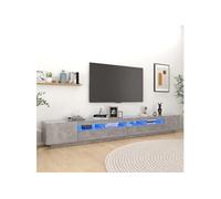 vidaXL Meuble TV avec lumi¿¿res LED Gris b¿¿ton 300x35x40 cm