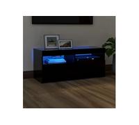 Meuble TV avec lumières LED noir 90x35x40 cm Noir G