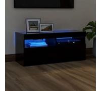 Meuble TV avec lumières LED noir 90x35x40 cm Noir G