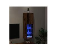 Meuble TV avec lumières LED vieux bois 30,5x30x102 cm
