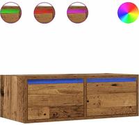 Meuble TV avec lumières LED vieux bois 75x35,5x25 cm