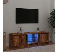 vidaXL Meuble TV en bois d'ingénierie vieux bois avec lumières LED – Marron