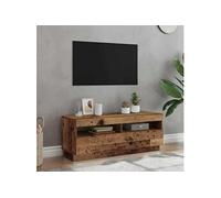 Meuble TV avec lumières LED vieux bois bois d'ingénierie, support TV, meuble multimédia, console TV, meuble hifi, 856355