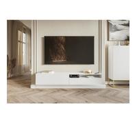 Selsey Meuble TV Armoire De Télévision 175 cm Suspendu Façade Fraisée Compartiment Ouvert Blanc Veldio