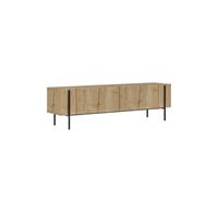 Frena meuble tv avec placards bois et détails noirs 160cm