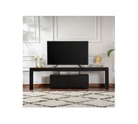 Concept Usine Meuble TV Basi avec placards, bois noir, 180 cm