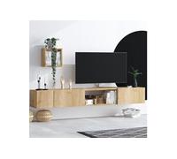 Bergen meuble tv avec rangements imitation bois clair