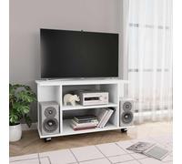 Meuble TV avec Roulettes Armoire de Télévision Blanc Bois d’Ingénierie vidaXL