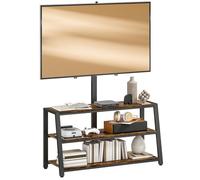 Meuble TV avec support - HOMCOM - angle ajustable 35° - panneau de particules et acier - 108x41x135cm - marron