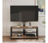 Meuble TV avec Support TV, 3 Étagères, Hauteur Réglable, Orientable, Gestion des Câbles, 116×42×125 cm - UVRION