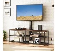 Meuble TV avec tablette réglable, 2 ports USB et 2 prises électriques, pour téléviseurs jusqu'à 75 pouces, pour le salon et la chambre à coucher, marron, ATVHR35UE01