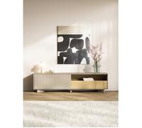 Selsey Meuble TV 175 cm Cachemire Chêne Vicenza - Meuble télé avec Rangement, Banc TV posé au Sol, Meuble TV Bois et Blanc pour Salon, façades rainurées, Niche Ouverte, tiroir et Portes