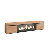 Meuble TV, Banc Télé, 208x35x45cm, Pour les TV jusqu'à 80"", Cheminée électrique XXL, Beige, RF3274