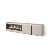 Meuble TV, Banc Télé, 212x35x50cm, Pour les TV jusqu'à 80"", Cheminée électrique XXL, Beige, RF4519