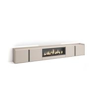 Meuble TV, Banc Télé, 315x35x50cm, Pour les TV jusqu'à 80"", Cheminée électrique XXL, LED, Beige, RF4686