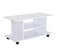 HOMCOM Meuble TV avec roulettes 80 cm, Meuble Télé pour Téléviseur jusqu'à 42 Pouces avec Étagères Ouvertes, Style Moderne, Banc TV pour Salon, Chambre, Blanc