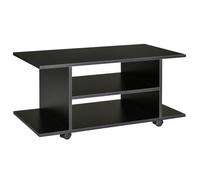 HOMCOM Meuble tv bas table basse a roulettes en panneaux de particules noir