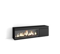 Meuble TV, Banc Télé, pour TV jusqu'à 65"", Cheminée électrique XXL, Noir, 158x35x45cm, RF3243