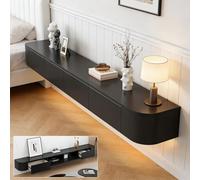 Meuble TV Banc TV Meuble TV Suspendu avec 2 Compartiments Spacieux, Console TV Murale avec Portes Rabattables, Meuble De Rangement Multimédia for Salon, Chambre Et Bureau(Black,180cm)