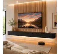 Meuble TV Banc TV Suspendu Console TV Murale Meuble De Rangement Multimédia | Avec 2 Compartiments Spacieux, Portes Rabattables, For Salon, Chambre Bureau(Black,280CM/110.2IN)