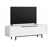 Meuble TV Bar 65 Pouces 2 Portes 2 Niches Blanc L 160 H 45.1 P 35.5 cm